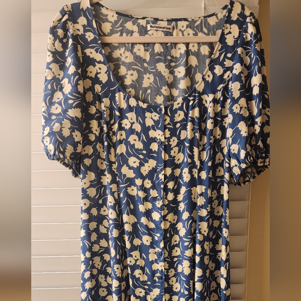 Reformation Dress Beechwood Floral Button Tie Midi 12 EUC